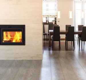 Duet See-Through Wood Burning Fireplace with 2 Ducts - Charcoal