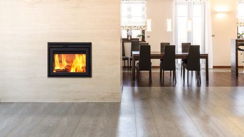 Duet See-Through Wood Burning Fireplace with 2 Ducts - Charcoal