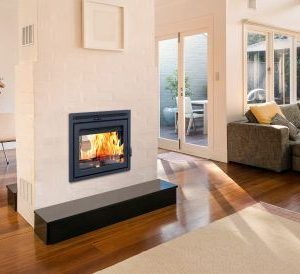 Duet See-Through Wood Burning Fireplace with 2 Ducts - Metallic Black