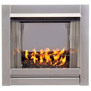 Duluth Forge Vent-Free Stainless Outdoor Gas Fireplace Insert With Black Fire Glass Media - 24