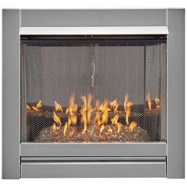 Duluth Forge Vent Free Stainless Outdoor Gas Fireplace Insert With Crystal Fire Glass Media - 24,000 BTU - Model# DF450SS-G 1