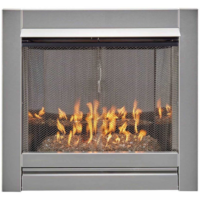 Duluth Forge Vent Free Stainless Outdoor Gas Fireplace Insert With Crystal Fire Glass Media