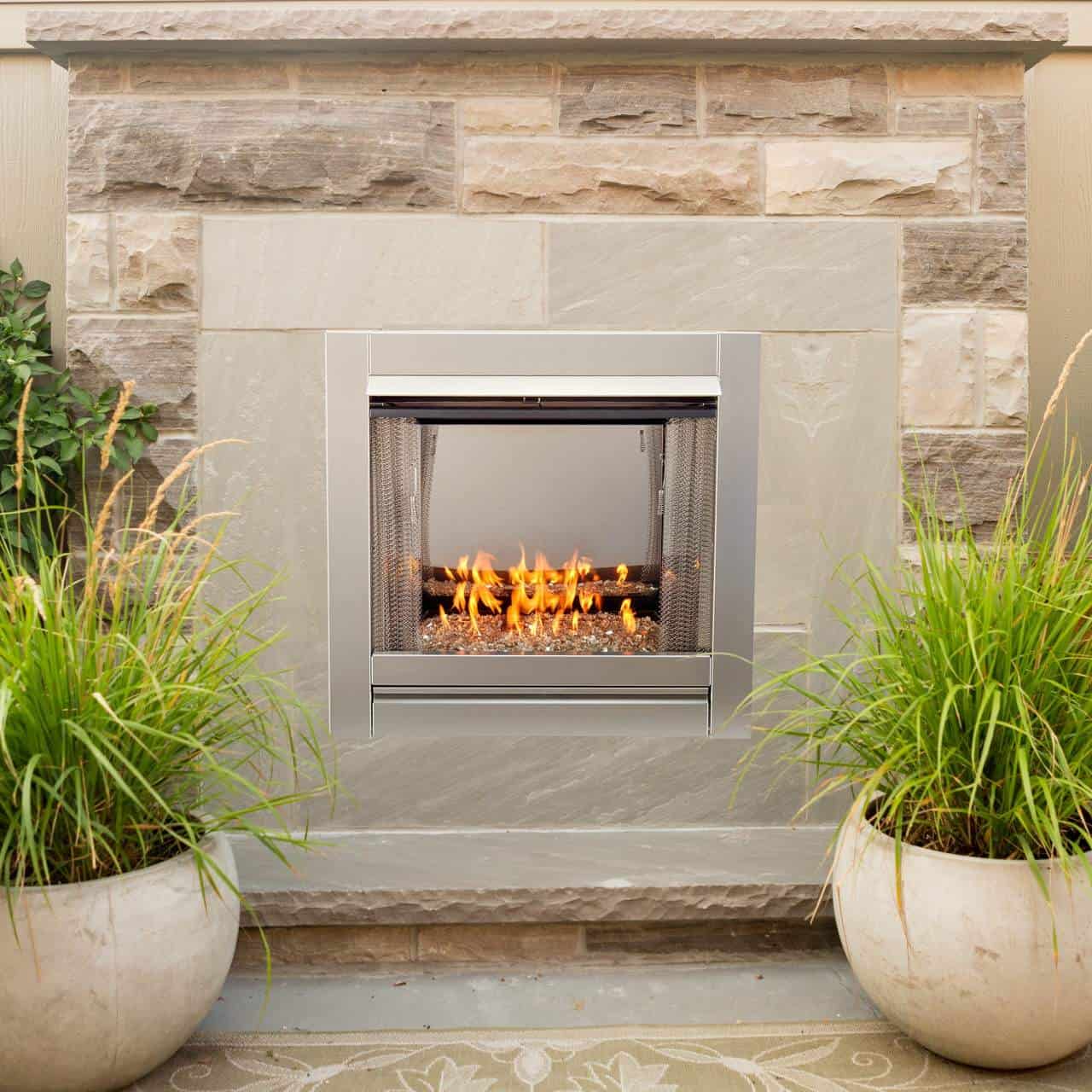 Stainless Outdoor Gas Fireplace Insert, Outdoor Gas Fireplace Units