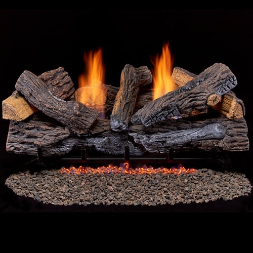 Duluth Forge Ventless Dual Fuel Log Set - 30 in. Stacked Red Oak