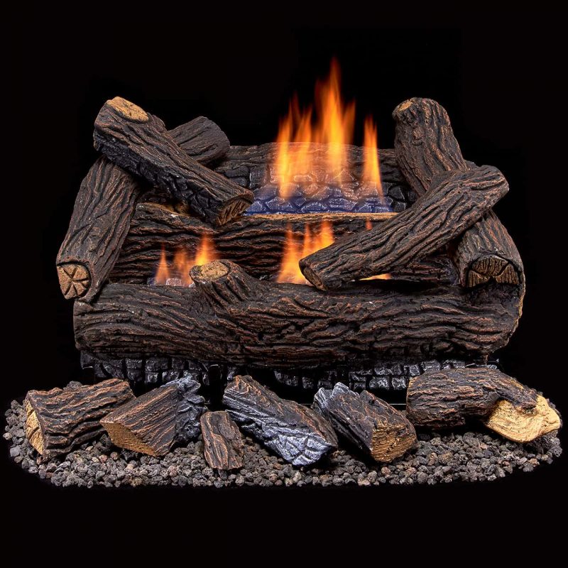 Duluth Forge Ventless Natural Gas Log Set - 18 in. Split Red Oak - Manual Control