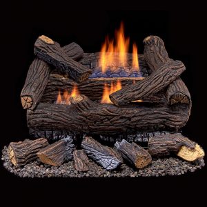 Duluth Forge Ventless Natural Gas Log Set - 18 in. Stacked Red Oak - Manual Control