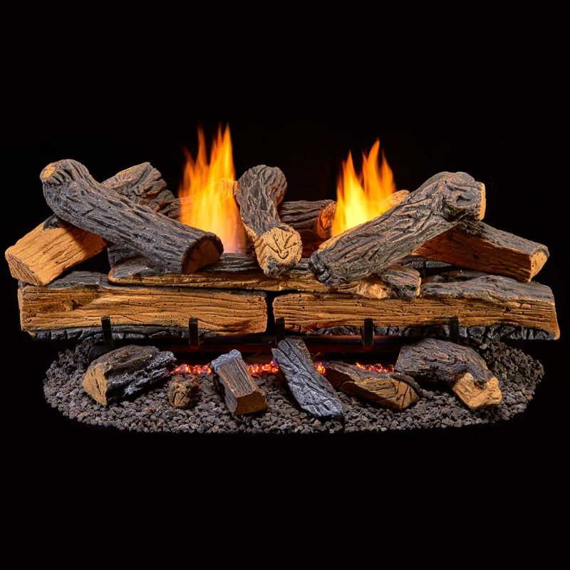 Duluth Forge Ventless Propane Gas Log Set - 30 in. Split Red Oak - Manual Control