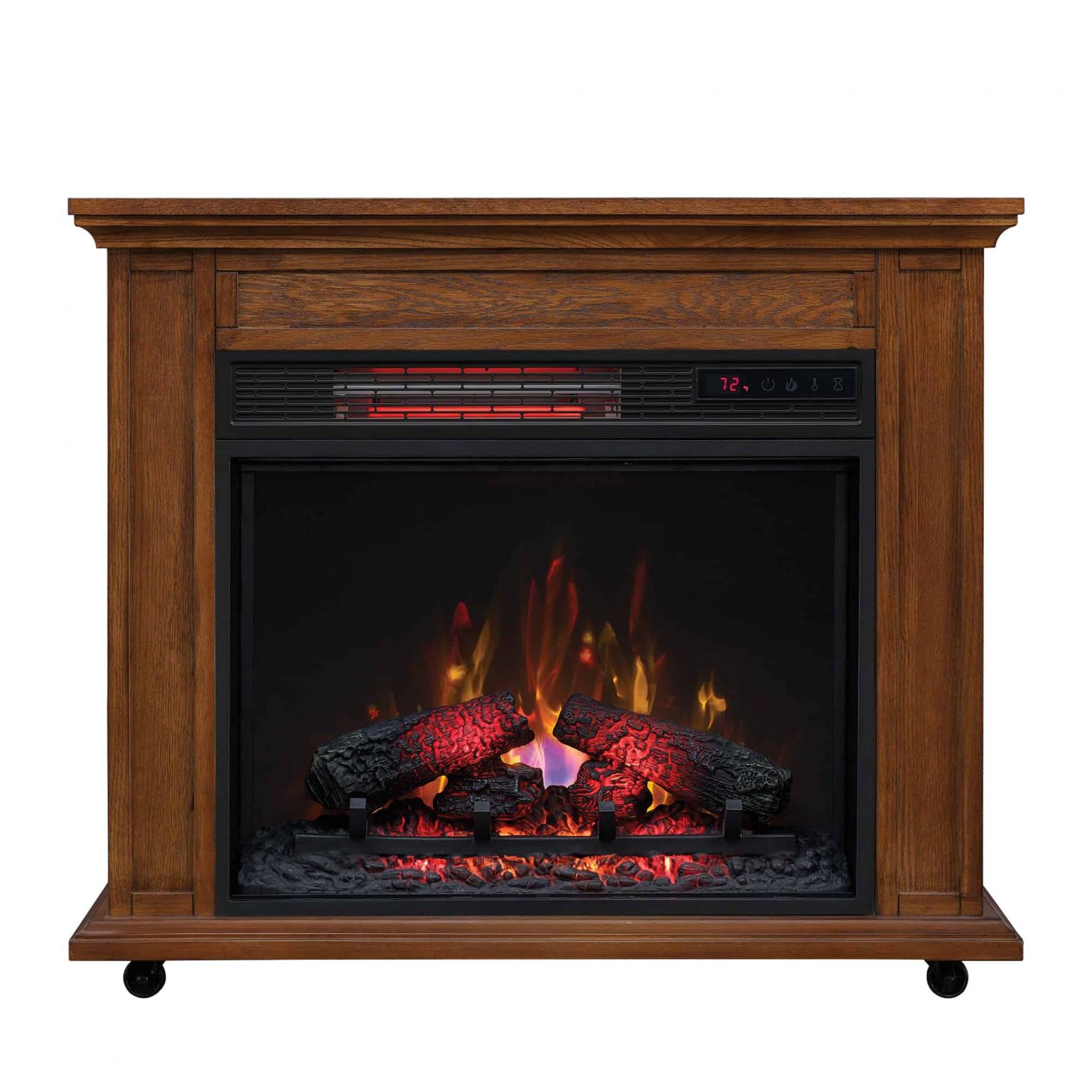 Duraflame Rolling Mantel With Infrared Quartz Fireplace Premium Oak