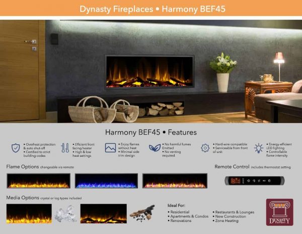Dynasty 45 in. LED Wall Mounted Electric Fireplace 5