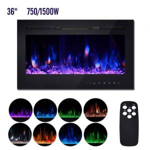 ELECWISH Electric Fireplace Insert 36 Inch Wide in Wall Recessed and Wall Mounted Electric Fireplace Heater Real Flame Electric Fireplace with Touch Screen Panel and Remote Control