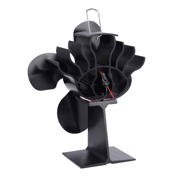 ESYNIC Black Eco Friendly 4 Blade Stove Fan Heat Powered Log Wood Burner Top Fan 2