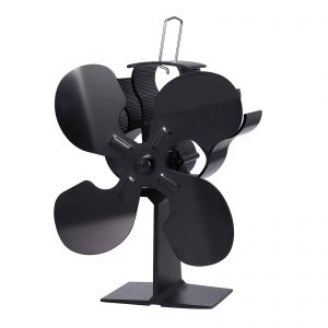 ESYNIC Black Eco Friendly 4 Blade Stove Fan Heat Powered Log Wood Burner Top Fan