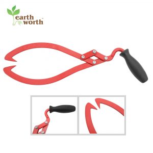 Earth Worth | Log Tongs | Log Lifting Hook| Log Carrier | 16 Inch | Red