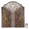 Ebros Gift Large 53" Wide Cast Iron Metal Rustic Victorian Floral Vines Lace 3 Panel Fireplace Screen Home Decor Living Room Patio Accent 9