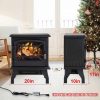 Electric Fireplace Heater Stove Portable Space Heater Freestanding Fireplace for Home Office with Realistic Log Flame Effect 1500W CSA Approved Safety 20"Wx17"Hx10"D,Black 10
