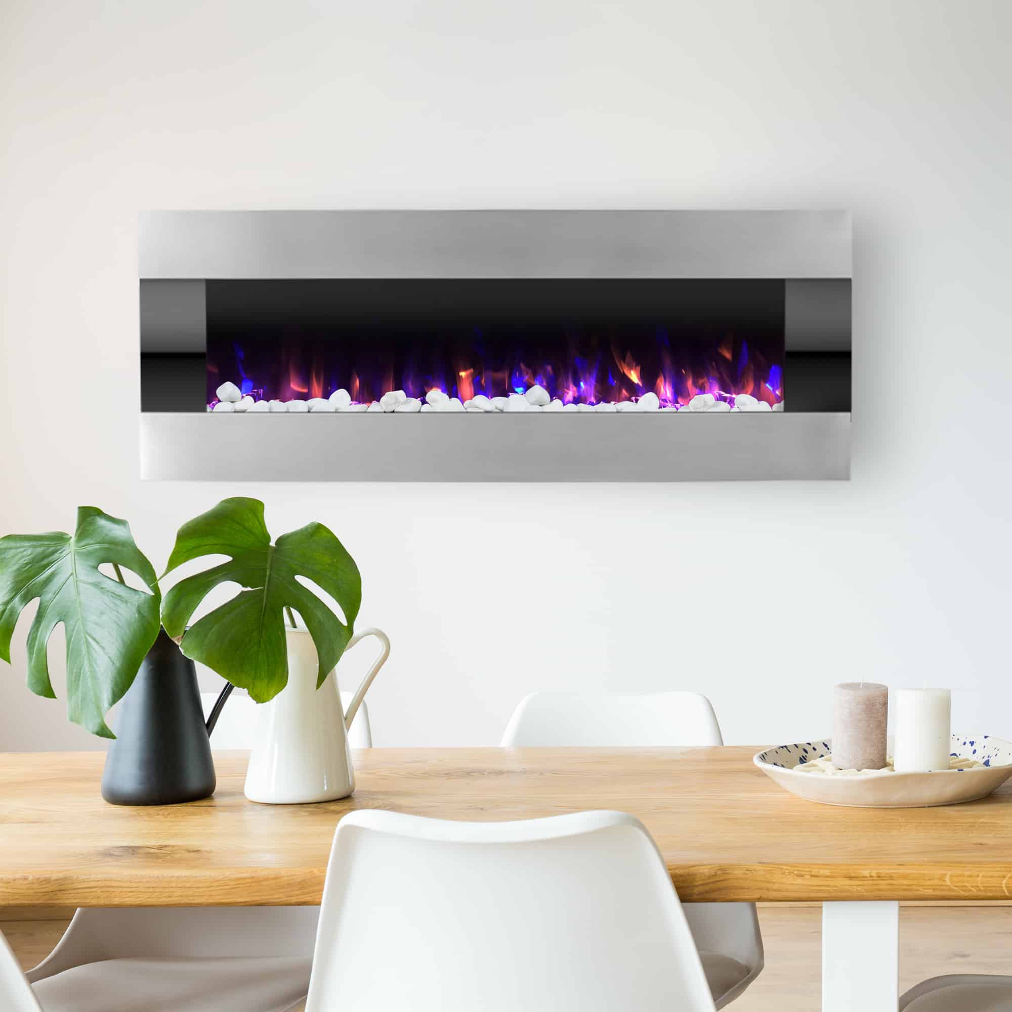 Electric Fireplace Wall Mounted Color, No Heat Led Fireplace