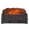 Electric Insert Log Quartz Fireplace Realistic Ember Bed Fan Heater in Black