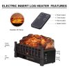 Electric Insert Log Quartz Fireplace Realistic Ember Bed Fan Heater in Black 14