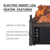 Electric Insert Log Quartz Fireplace Realistic Ember Bed Fan Heater in Black 15