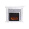 Elegant Decor MF9902-F1 47.5 in. Crystal Mirrored Mantle with Wood Log Insert Fireplace