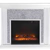 Elegant Decor MF9902-F1 47.5 in. Crystal Mirrored Mantle with Wood Log Insert Fireplace 6