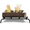 Elite Flame 18 inch Convert to Ethanol Fireplace Log Set with Burner Insert from Gel or Gas Logs - Oak 5