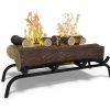 Elite Flame 18 inch Convert to Ethanol Fireplace Log Set with Burner Insert from Gel or Gas Logs - Oak