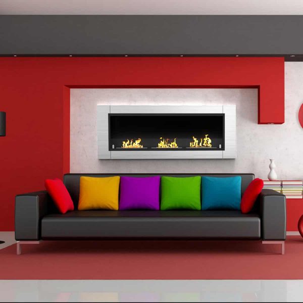 Elite Lenox 54 Inch Ventless Built In Recessed Bio Ethanol Wall Mounted Fireplace 4