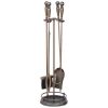 Fireplace Accessories Oil-Rubbed Bronze 4-Piece Tool With Round Base And Gallery Rail 61027 -