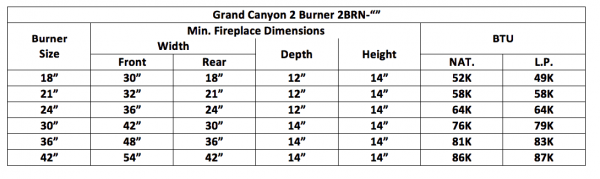 Fireplace Burner Grand Canyon 2 Burner See Through 18" FCP2BRN-ST18 - 1