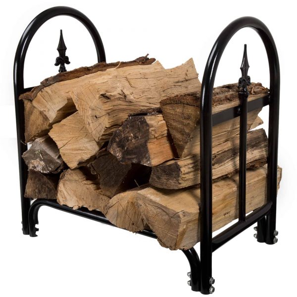 Fireplace Log Rack with Finial Design - Black by Pure Garden 3
