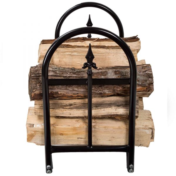 Fireplace Log Rack with Finial Design - Black by Pure Garden 4