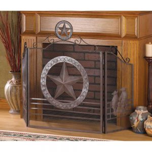 Decorative Contemporary Iron Lone Star Fireplace Screens Black