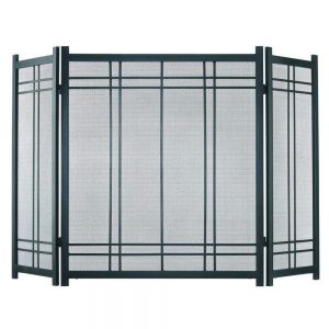 Fireplace Screen Protection Vintage Style Steel 3 Panel Handles 52" L x 31" H