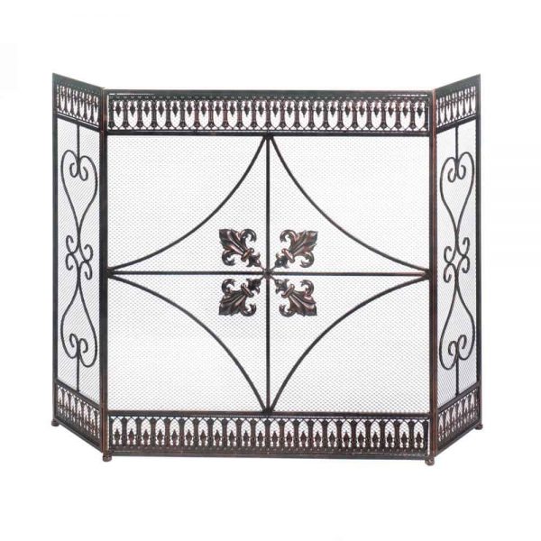 French Iron Rustic Fireplace Screen