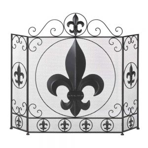 Antique Iron Fleur-de-lis Fireplace Screen