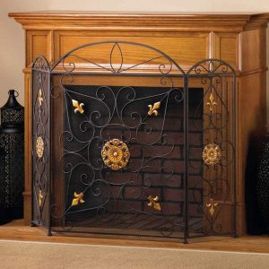 Decorative Iron Mesh Fireplace Screen