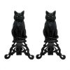 Fireplace Tool Set with Cast Iron Cats & 5 Piece Black Wrought Iron Fire Set in Black 3