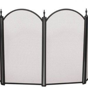 Four Fold Mini Black Fireplace Screen With Decorative Spires