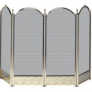 Four Fold Polished Brass Fireplace Screen - Filigree Designs