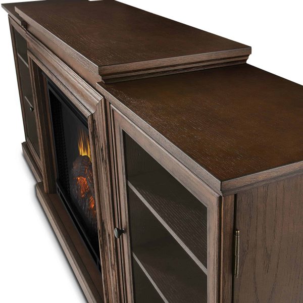 Frederick Entertainment Center Electric Fireplace in Chestnut Oak by Real Flame 1
