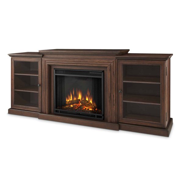 Frederick Entertainment Center Electric Fireplace in Chestnut Oak by Real Flame 3