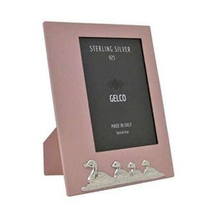 Gelco Italian 925 Sterling Silver & Pink Wood Ducks Picture Frame (5x7)