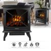 Geniqua 20" Electric Fireplace Heater Freestanding Log Wood Fire LED Flame Warm Stove 8