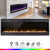 Geniqua 58" Electric Fireplace Heat Insert Wall Heater Adjust 3D Crystal Flame +Remote 8