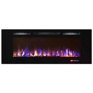 Gibson Living LW2060MC-GL 60 in. Bombay Crystal Recessed Touch Screen Wall Mounted Electric Fireplace