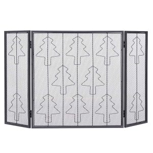 Goplus Folding 3 Panel Steel Fireplace Screen Doors Heavy Duty Christmas Tree Decor