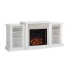 Grand Heights Faux Stone Electric Fireplace, For TV's up to 36", White 37