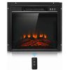 Gymax 18" Electric Fireplace Freestanding &Wall-Mounted Heater Log Flame Remote 1400W