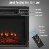 Gymax 18" Electric Fireplace Freestanding &Wall-Mounted Heater Log Flame Remote 1400W 16